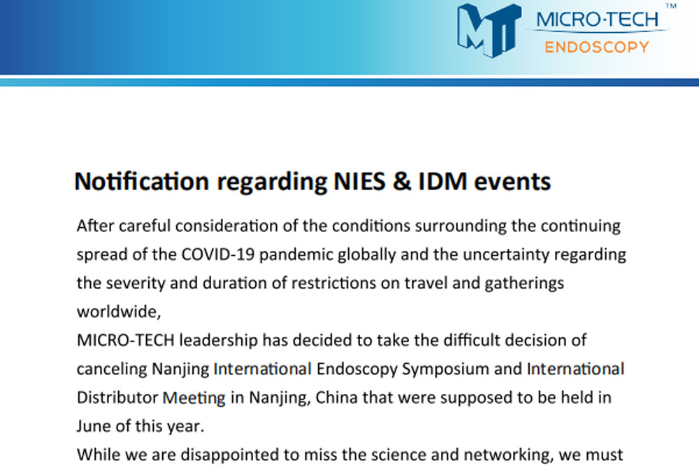 Notification Regarding NIES & IDM Events